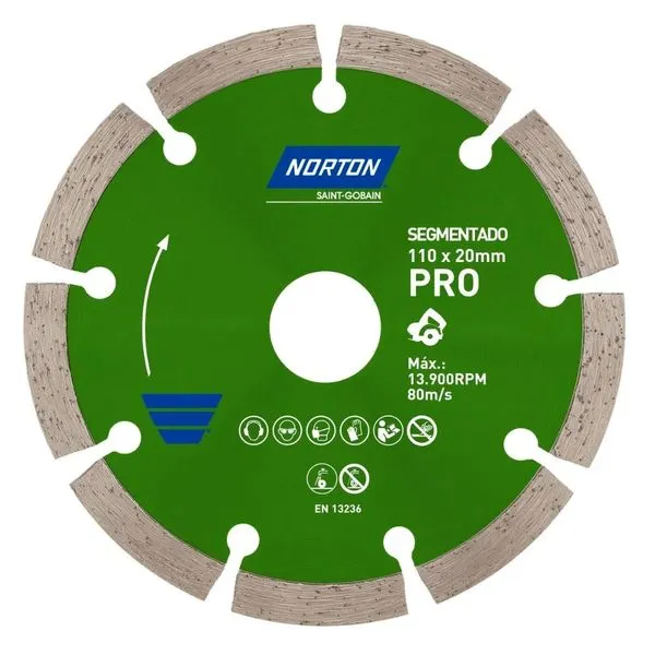 Disco Diamantado Segmentado Norton Pro 110x20mm Disco diamantdado Segmentado cinza Norton