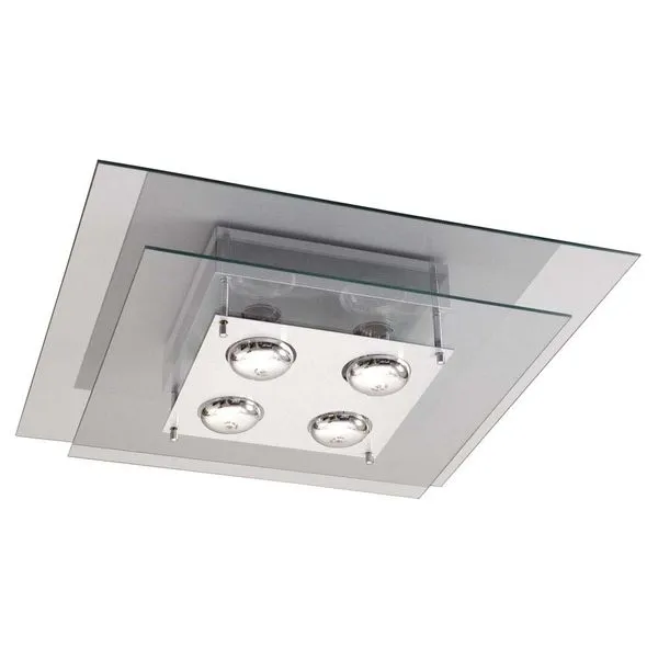 Plafon quadrado para 4 lâmpadas E27 Spacial PMQ 131 100W vidro preto Pantoja