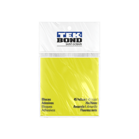 Bloco De Anotacoes Amarelo 76X76Mm 45 Folhas