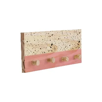 Cabideiro com4 Pinos em Pinus 40x15cm Rose Ornella Decor
