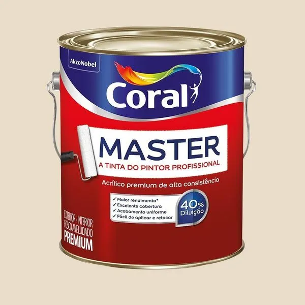 Tinta Premium Acrílica Fosco Master 3,6L Coral Tinta Premium Acrílica Fosco Master Areia 3,6L Coral