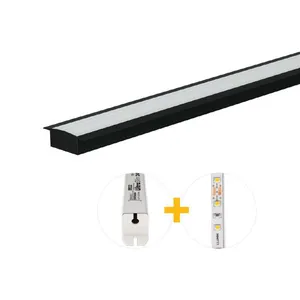 Kit Perfil De Embutir 14W/M 3K 1M 25X7Mm 12V Preto Llumm Bronzearte
