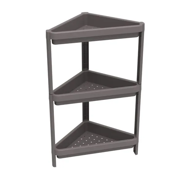 Estante Plástica 33X33 Canto Com 3 Prateleiras Cinza Geo Grifit