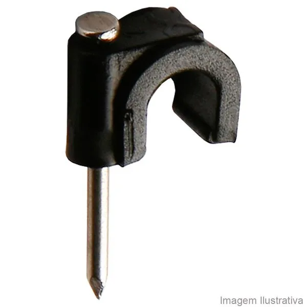 Abraçadeira de aço para cabo coaxial 7mm preta Fixtil