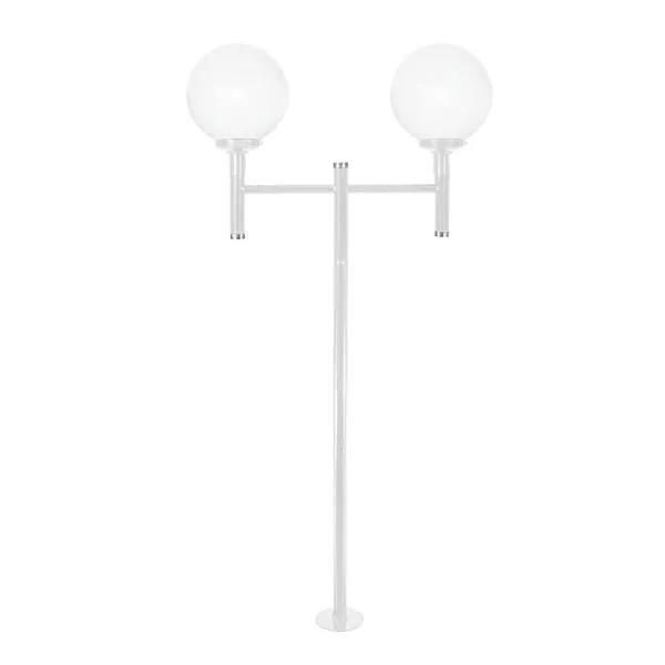 Poste Jardim 1,74M Canopla Com Globo Boca 15 Branco Blumenau Iluminação