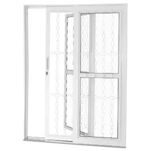 Porta de Correr em Aço Galvanizado com Grade Elo Branco "D"- 210x160 Porta de Correr em Aço Galvanizado com Grade Elo Branco Direita - 210x160