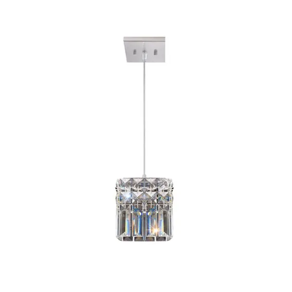 Pendente quadrado Llum de aço inox para 1 lâmpada cabo ajustável de 1m cristal Paris