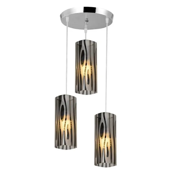 Pendente Mirage Zebra Cromado 03 Luzes E27 LLumm Bronzearte