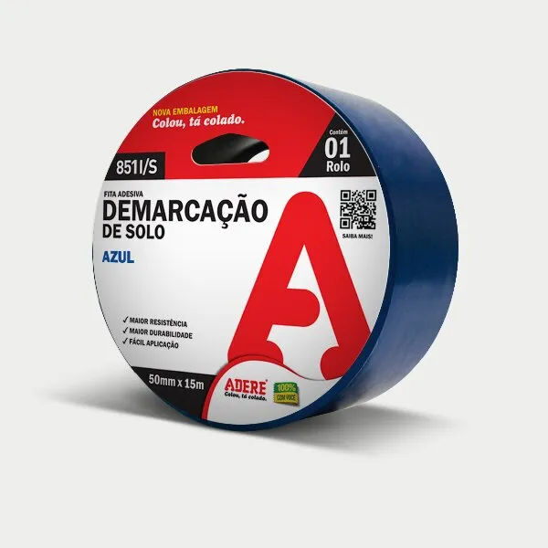 Fita p/ Demarcação de Solo 50mm x 15m Azul Adere