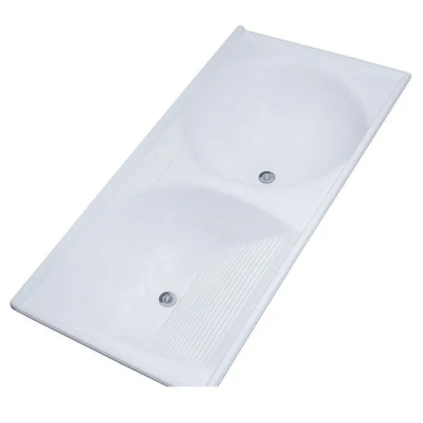 Tanque lavanderia sintético 65 litros Duplo 120x60cm branco Decoralita