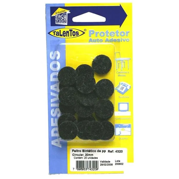 Feltro sintético circular 2cm com 20 peças 4320 preto Talentos