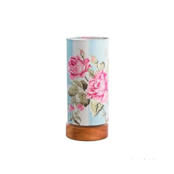Luminária de mesa Floral base natural 40W E27 rosa LS Ilumina