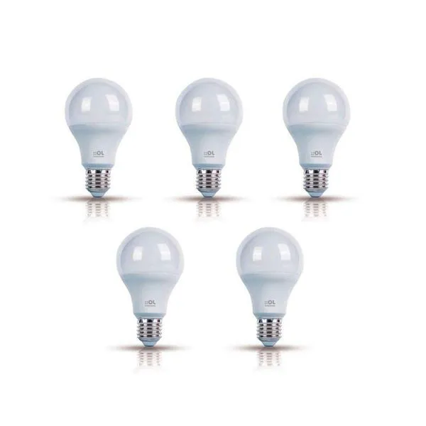 Kit com 5 lâmpadas LED Bulbo E27 multivolt 9W 6500K 900lm OL