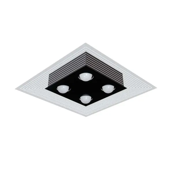 Plafon Monaco Tualux de Sobrepor 4 Lâmpadas E27 49x49cm Preto Plafon Monaco Tualux para 4 lâmpadas E27 49x49cm preto