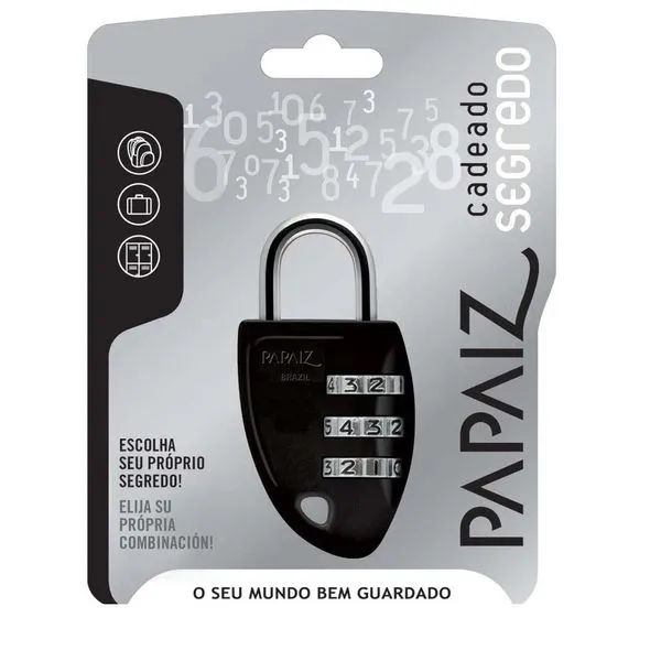 Cadeado de segredo CS23 preto Papaiz