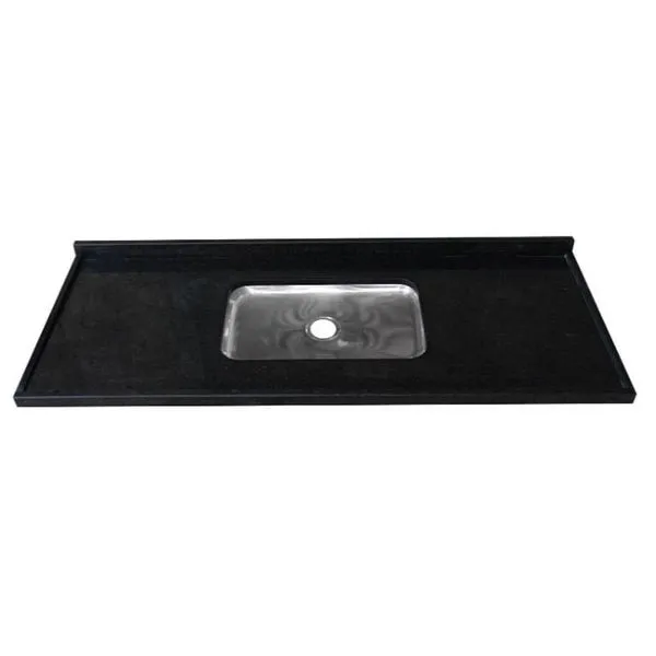 Pia de Granito 1,50m Preto Kasa Reto Simples Kasa Granito