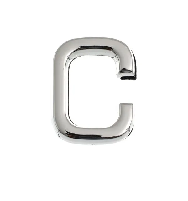 Letra C de ABS auto-adesivo 3,9cm cromada Bemfixa
