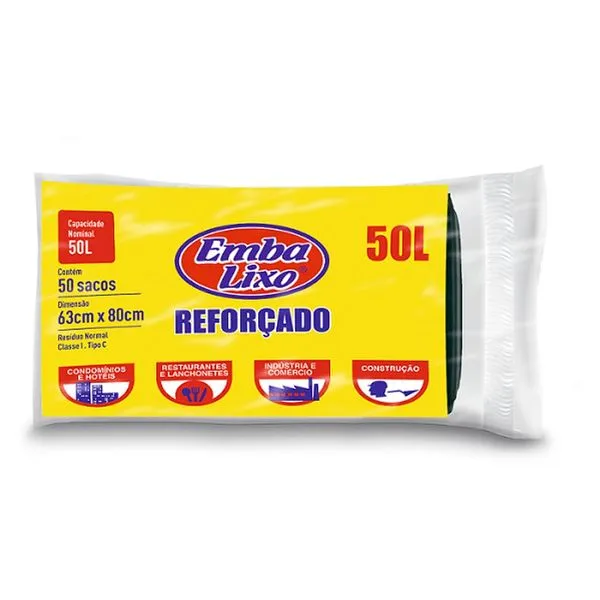 Saco Lixo Reforcado Profissional 50 Litros Embalixo