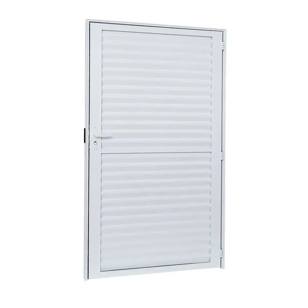 Porta Alumínio Palheta Esquerda 70X210X4 Branco Cristal Ramassol
