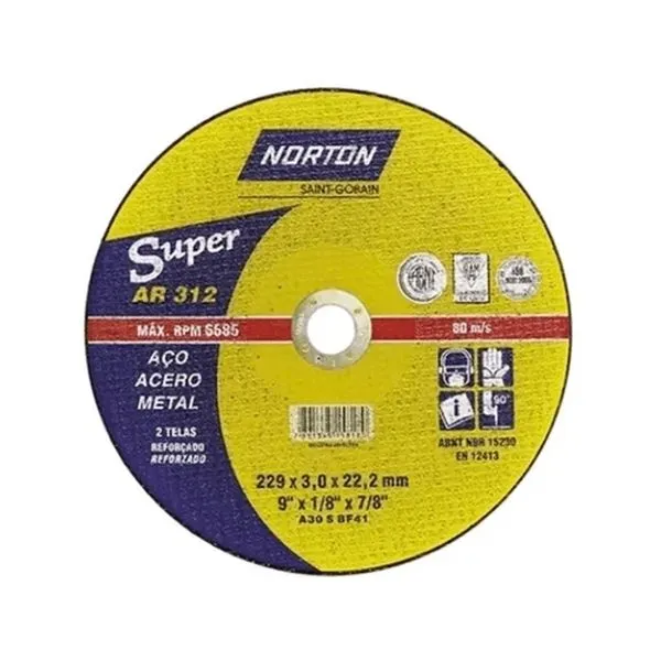 Disco de Corte Reto AR 312 230mm Norton Disco Corte Reto AR 312 230mm 66252899864 Norton