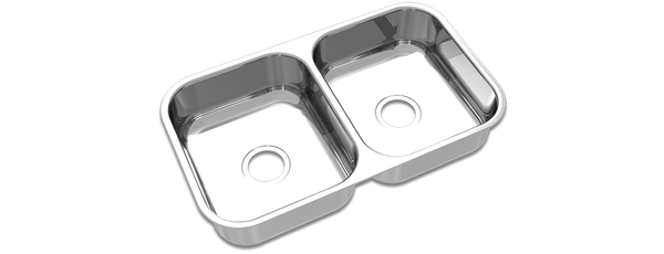 Cuba dupla de inox retangular 19x40x70cm Luxo 0.7 Mekal