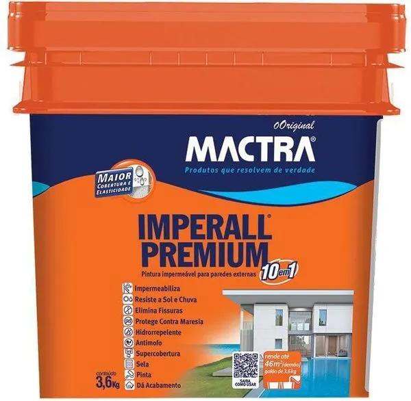 Tinta Emborrachada Mactra Imperall Premium 10 em 1 Branco 3,6Kg