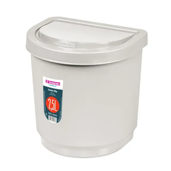 Lixeira Pia Flip Plástico 2,5L Bege Sanremo