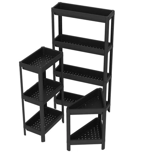 Estante Plástica 23X36 Com 3 Prateleiras Preta Geo Grifit