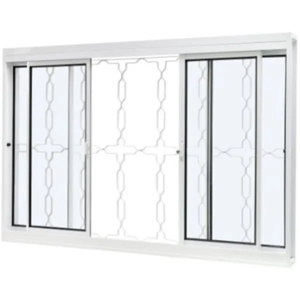 Janela de Correr 04 Folhas Aço Galvanizado c/Grade - 100x120