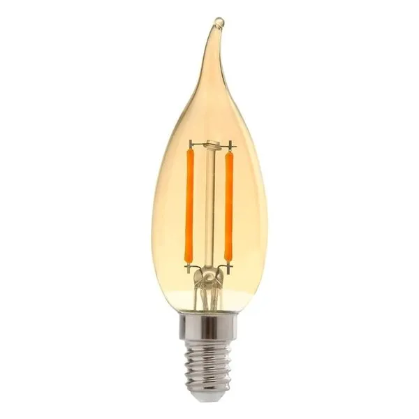 Lâmpada LED Filamento Vela 2W E14 Luz Âmbar Kian Lâmpada de LED Filamento Vela 2W E14 180 Lúmens Luz Âmbar 127V