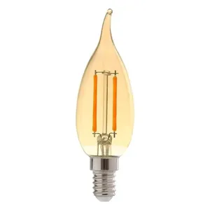 Lâmpada LED Filamento Vela 2W E14 Luz Âmbar Kian Lâmpada de LED Filamento Vela 2W E14 180 Lúmens Luz Âmbar 127V