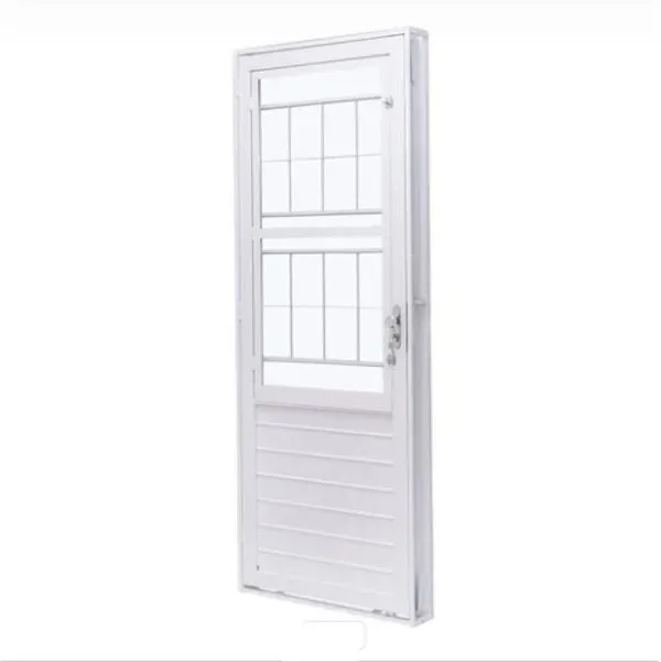 Porta de Aço Galvanizado Branco Social Postigo Esquerda - 215x83