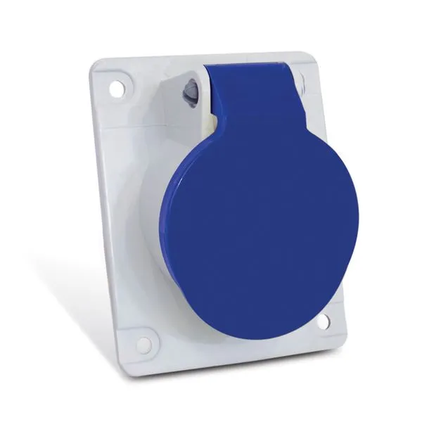 Tomada Fixa Embutir 3pt 32a 200v 250v 9h Ip44 Azul Newkon Steck