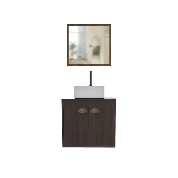 Conjunto Para Banheiro Gabinete Cuba de Apoio E Espelho Mdf Arcturo Muniq 51Cm Cerocha