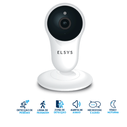 Câmera de Segurança Wi-Fi Fixa com Inteligência de Vídeo HD Branca ESC-WY3 Elsys