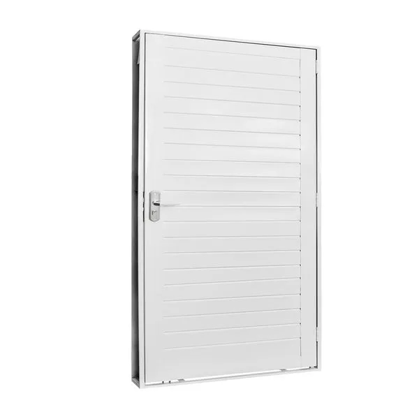 Porta Aço De Postigo Quadriculada Vidro Liso Direita 83X215X12 Qualitysol Branco Ramassol