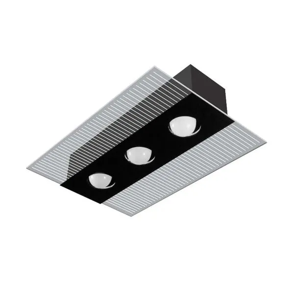 Plafon Monaco 46x33cm para 3 lâmpadas E27 preto Tualux