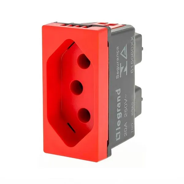 Tomada 2P+T 20A 250V B. Parafuso 1M Vermelha 615079VM