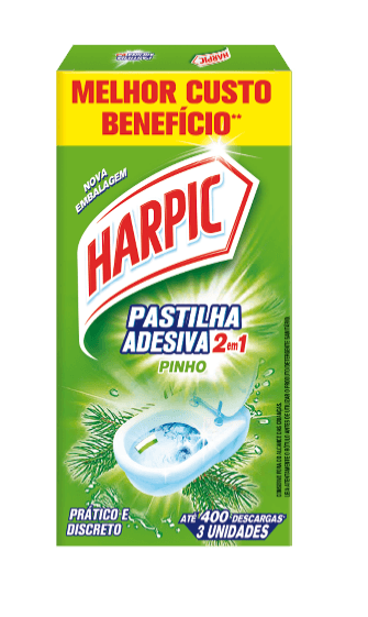 Desodorizador para Vaso Sanitário Pastilha Adesiva 2 em Pinho Harpic