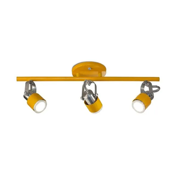 Spot de sobrepor Atena para 3 lâmpadas trilho redondo amarelo Spot Line
