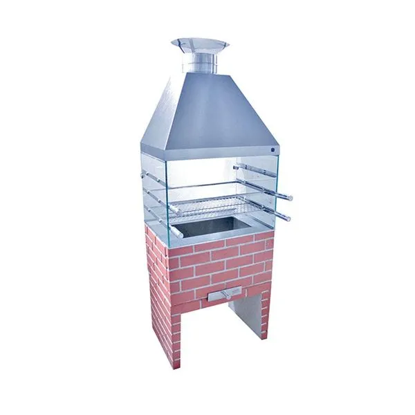 Churrasqueira imita Tijolinho com vidro e coifa inox 65cm Begnami