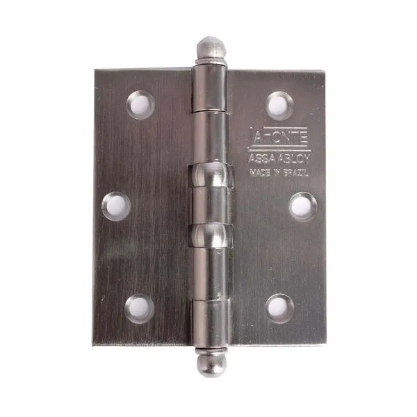 Dobradiça de aço sem rolamento 3.1/2" x 3" V500 cromo acetinada La Fonte