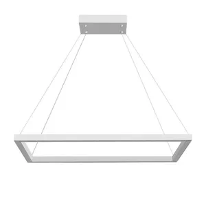 Pendente Retangular Led 60W3K 1 Aro 1200X600Mm Bivolt Branco Perfiline Bronzearte