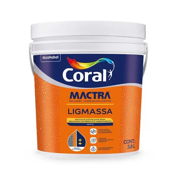 Aditivo Plastificante Ligmassa 3,6L Coral Mactra