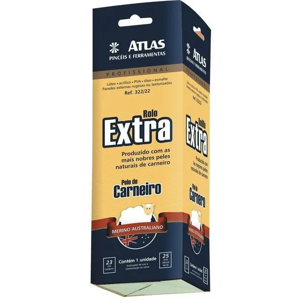 Rolo Pele Extra 25mm X 23cm - 322-22 - Pinceis Atlas Rolo Pele Extra 25mm X 23cm Atlas 322-22