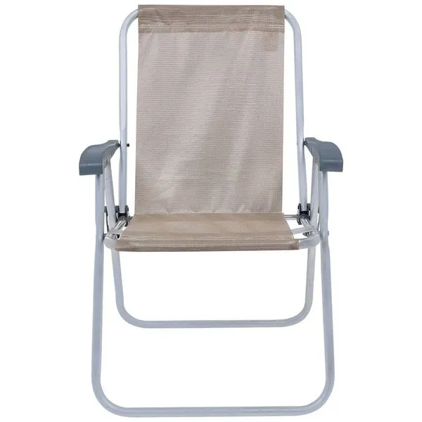Cadeira de Praia Alta Relax Comfort Bege Alumínio Bel Nordeste