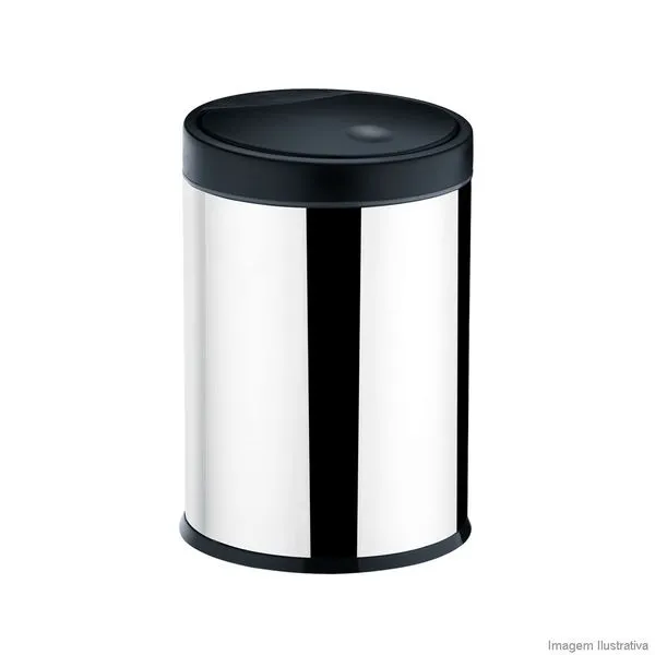 Lixeira de inox com tampa preta Brinox