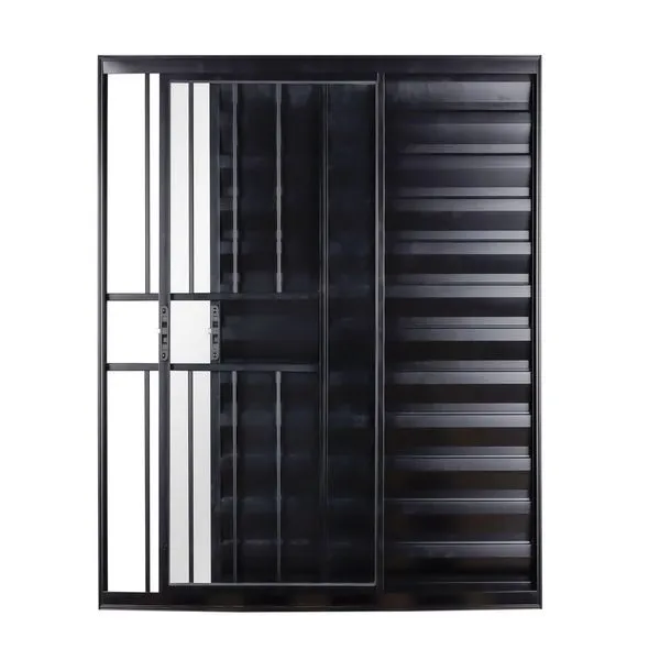 Veneziana 3 Folhas Com Grade Direita Vidro Liso 100X150 Preto Ecosul Esquadrisul