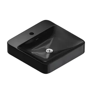 Cuba De Apoio Quadrada Com Mesa Vox Flow 1 Furo 41X41Cm Preta Kohler
