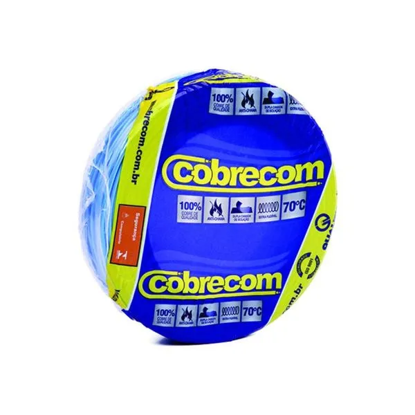 Cabo Flexível 6,0mm² 750V Azul 50m | Cobrecom Antichamas